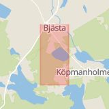 Karta som med röd fyrkant ramar in Nätragatan, Bjästa, Örnsköldsvik, Västernorrlands län