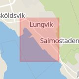 Karta som med röd fyrkant ramar in Västernorrland, Sollefteå, Nordankäl, Sundsvall, Skönsberg, Stenstan, Timrå, Tallnäs, Örnsköldsvik, Sjögatan, Hästmarksvägen, Torggatan, Västernorrlands län