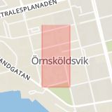Karta som med röd fyrkant ramar in Clas Ohlsson, Stora Torget, Örnsköldsvik, Västernorrlands län