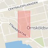 Karta som med röd fyrkant ramar in Örnsköldsvik, Hotell Focus, Västernorrland, Västernorrland län, Västernorrlands län
