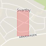 Karta som med röd fyrkant ramar in Svartby, Själevad, Örnsköldsvik, Västernorrlands län
