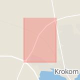 Karta som med röd fyrkant ramar in Föllingevägen, Krokom, Jämtlands län