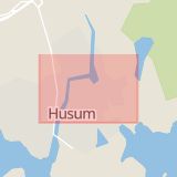 Karta som med röd fyrkant ramar in Husum, Godmersta, Örnsköldsvik, Västernorrlands län