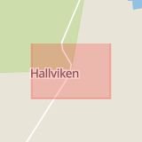 Karta som med röd fyrkant ramar in Hallviken, Strömsund, Jämtlands län