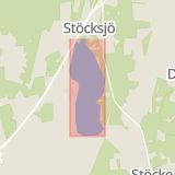 Karta som med röd fyrkant ramar in Stöcksjö, Ansmark, Umeå, Västerbottens län