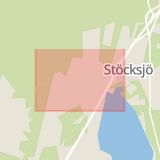 Karta som med röd fyrkant ramar in Stöcksjö, Högsta, Umeå, Västerbottens län