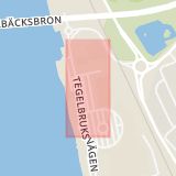 Karta som med röd fyrkant ramar in Bolidenvägen, Högströmsgatan, Skellefteå, Strömpilen, Umeå, Västerbottens län