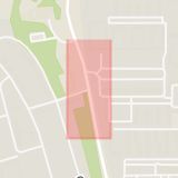 Karta som med röd fyrkant ramar in Sofiehem, Studentvägen, Östra Hyvlargränd, Umeå, Västerbottens län