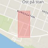 Karta som med röd fyrkant ramar in Öst På Stan, Mariehem, Umeå, Västerbottens län