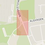 Karta som med röd fyrkant ramar in Umeå, Skellefteå, Morkullevägen, Älgvägen, Alvik, Västerbottens län