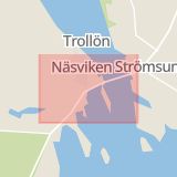 Karta som med röd fyrkant ramar in Näsviken, Strömsund, Jämtlands län
