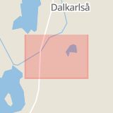 Karta som med röd fyrkant ramar in Dalkarlså, Robertsfors, Västerbottens län