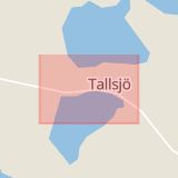 Karta som med röd fyrkant ramar in Tallsjö, Åsele, Västerbottens län