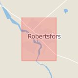 Karta som med röd fyrkant ramar in Gammelbyn, Robertsfors, Västerbottens län