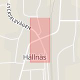 Karta som med röd fyrkant ramar in Hällnäs, Vindeln, Västerbottens län