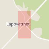 Karta som med röd fyrkant ramar in Sorsele, Strandvägen, Skellefteå, Skråmträskvägen, Sunnanå, Lappvattnet, Vindeln, Hällnäs, Västerbottens län