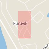Karta som med röd fyrkant ramar in Furuvik, Lycksele, Västerbottens län