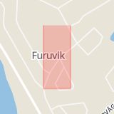 Karta som med röd fyrkant ramar in Furuvik, Lycksele, Västerbottens län