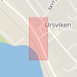 Karta som med röd fyrkant ramar in Norrbacka, Skellefteå, Ursviken, Öst På Stan, Umeå, Universitetssjukhuset, Västerbottens län