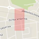 Karta som med röd fyrkant ramar in Skellefteå, Älvsbacka, Västerbottens län