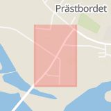 Karta som med röd fyrkant ramar in Kyrkvägen, Skellefteå, Västerbottens län