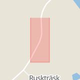 Karta som med röd fyrkant ramar in Ruskträsk, Lycksele, Västerbottens län