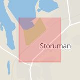 Karta som med röd fyrkant ramar in Järnvägsgatan, Storuman, Västerbottens län