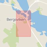 Karta som med röd fyrkant ramar in Flakabergsvägen, Piteå, Norrbottens län