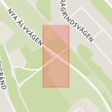 Karta som med röd fyrkant ramar in Kullenvägen, Nya Älvvägen, Öjebyn, Piteå, Norrbottens län
