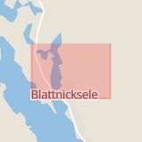 Karta som med röd fyrkant ramar in Blattnicksele, Sorsele, Västerbottens län