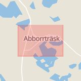 Karta som med röd fyrkant ramar in Abborrträsk, Arvidsjaur, Norrbottens län