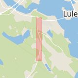 Karta som med röd fyrkant ramar in Kallaxvägen, Luleå, Norrbottens län
