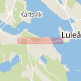 Karta som med röd fyrkant ramar in Älvbrovägen, Luleå, Norrbottens län