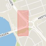 Karta som med röd fyrkant ramar in Skeppsbrogatan, Hertsövägen, Luleå, Norrbottens län