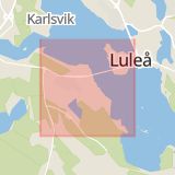 Karta som med röd fyrkant ramar in Bergnäset, Luleå, Norrbottens län