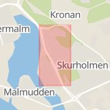 Karta som med röd fyrkant ramar in Teknikergatan, Sinksundet, Luleå, Norrbottens län
