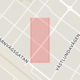 Karta som med röd fyrkant ramar in Storgatan, Stationsgatan, Arvidsjaur, Norrbottens län