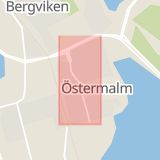 Karta som med röd fyrkant ramar in Östermalm, Backgatan, Luleå, Norrbottens län