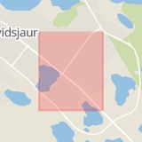 Karta som med röd fyrkant ramar in Villavägen, Arvidsjaur, Norrbottens län