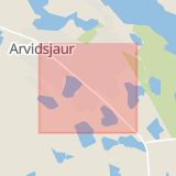 Karta som med röd fyrkant ramar in Storgatan, Arvidsjaur, Norrbottens län