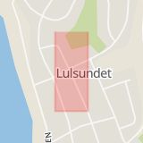 Karta som med röd fyrkant ramar in Lulsundet, Luleå, Norrbottens län