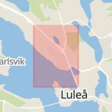 Karta som med röd fyrkant ramar in Boden, Bergnäset, Luleå, Notviken, Norrbottens län