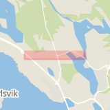 Karta som med röd fyrkant ramar in Porsön, Björkskataleden, Luleå, Norrbottens län