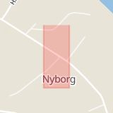 Karta som med röd fyrkant ramar in Kalix, Nyborg, Norrbottens län