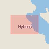 Karta som med röd fyrkant ramar in Nyborg, Kalix, Norrbottens län