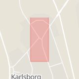 Karta som med röd fyrkant ramar in Karlsborg, Kalix, Norrbottens län