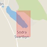 Karta som med röd fyrkant ramar in Svartbyleden, Boden, Norrbottens län