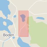 Karta som med röd fyrkant ramar in Moråsleden, Boden, Norrbottens län
