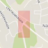 Karta som med röd fyrkant ramar in Centrumvägen, Näsbyvägen, Kalix, Norrbottens län