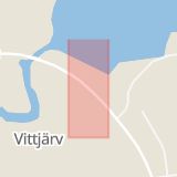 Karta som med röd fyrkant ramar in Vittjärv, Boden, Norrbottens län